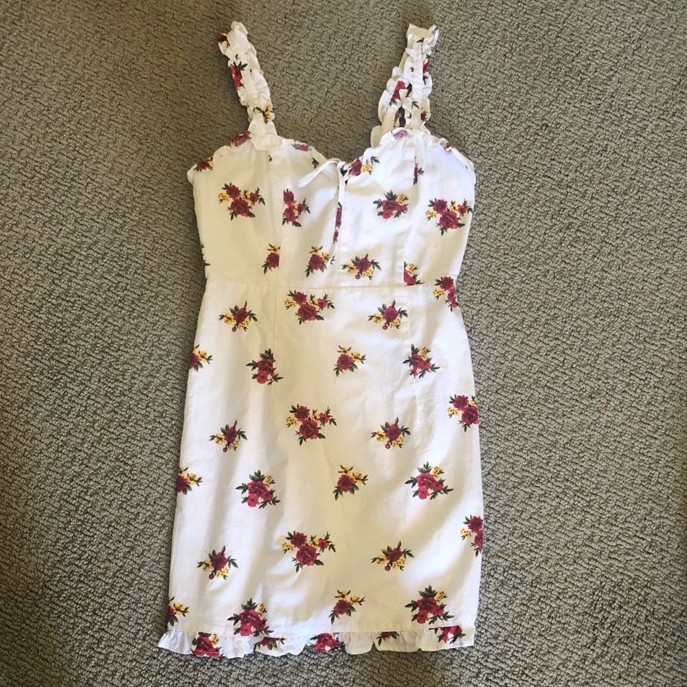 White floral mini dress